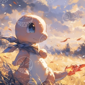 Charmander Anime Art Print: Gamer Home Decor (Digital Download)