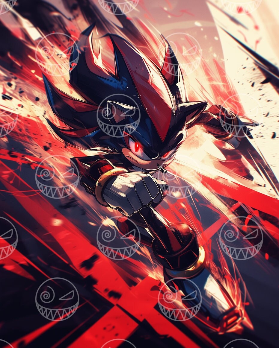 AI - Shadow the Hedgehog, Glide running, Gamer poster art