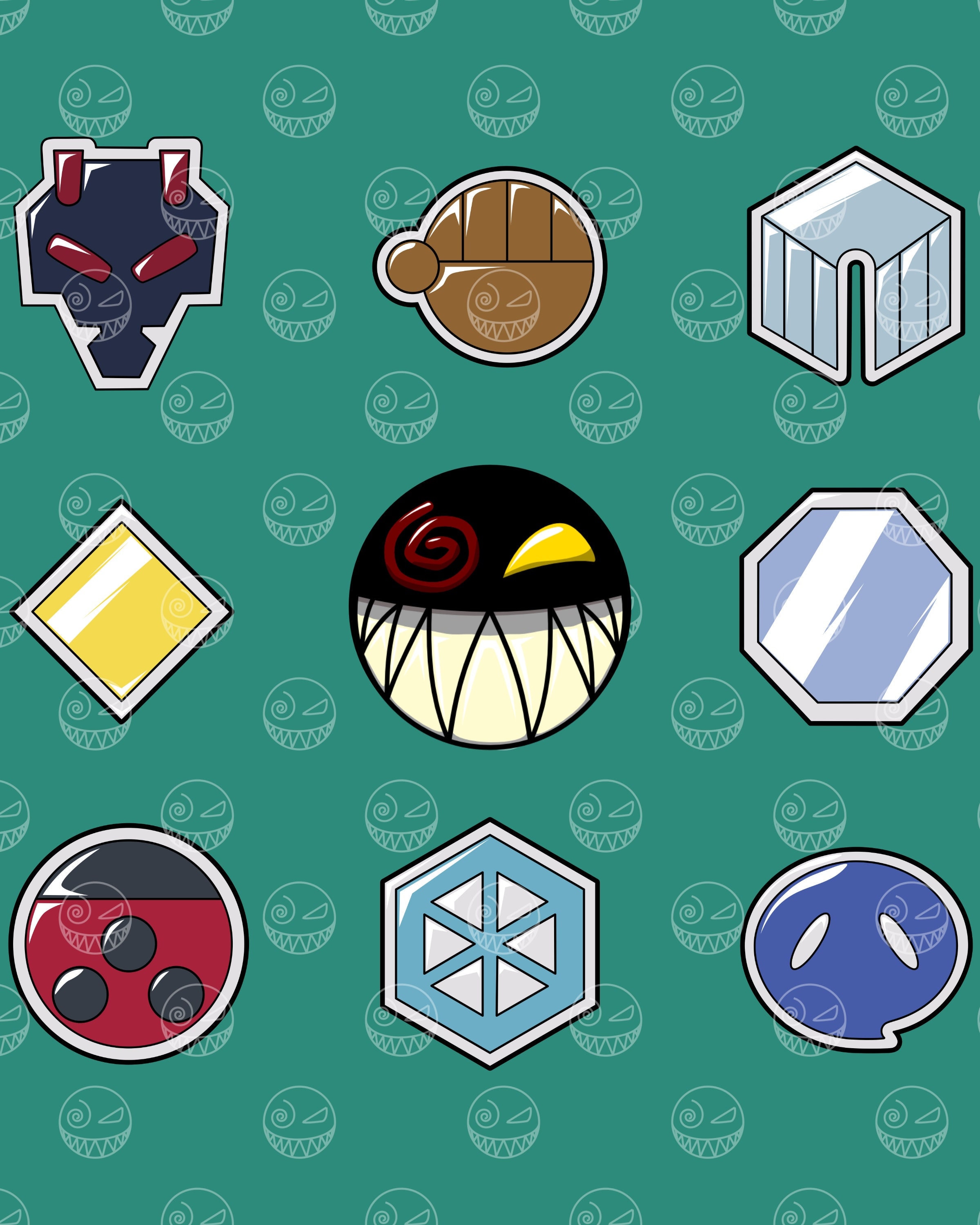 ジョウトリーグバッジ、ポケモンジムバッジ SVG、PNG、EPS (24