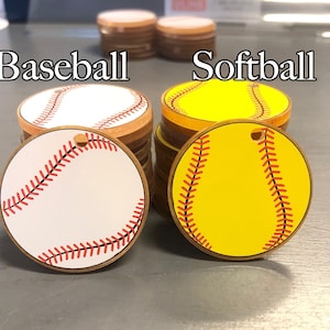 Baseball or Softball 10 Count Acrylic discs - Acrylic keychain blanks, shapes, key chains, customize pendants - choose size and design