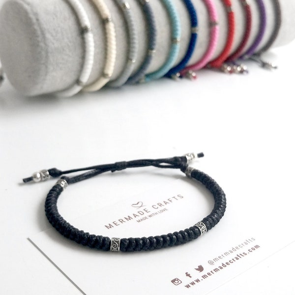 Bracelet en macramé - Bracelet individuel - Motif en macramé noué de l'amitié - Ouverture réglable - Différentes couleurs au choix
