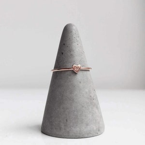 Initial Heart RoseGold Filled Ring - Thin dainty stacking ring - Stackable alphabet letter ring
