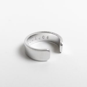 Tiny text chunky aluminium ring - custom hidden message ring band - Uppercase alphabet number symbol - Man Woman Unisex