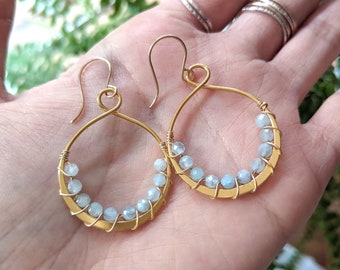 Natural Gemstone Infinity Loop Earrings - Custom gemstone and metal