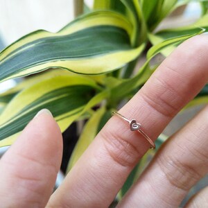 Initial Heart Gold Filled Ring Thin dainty stacking ring Stackable alphabet letter ring image 2