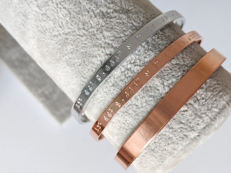 4mm/6mm Customizable Cuff Bangle Aluminium/Brass/Copper Individual Bracelet Uppercase Name, Initial, Medical ID Bracelet image 3