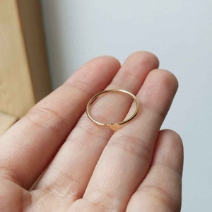 Initial Heart Gold Filled Ring Thin dainty stacking ring Stackable alphabet letter ring image 9