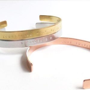 4mm/6mm Customizable Cuff Bangle Aluminium/Brass/Copper Individual Bracelet Uppercase Name, Initial, Medical ID Bracelet image 5