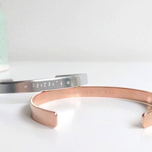 4mm/6mm Customizable Cuff Bangle Aluminium/Brass/Copper Individual Bracelet Uppercase Name, Initial, Medical ID Bracelet image 8