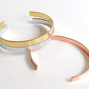 4mm/6mm Customizable Cuff Bangle Aluminium/Brass/Copper Individual Bracelet Uppercase Name, Initial, Medical ID Bracelet image 6