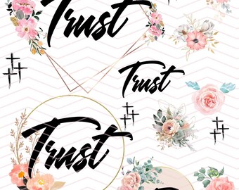 2 Page -Beautifully Designed Word of the Year: Trust Printable-PDF - for Bible Journaling, Faith Art, or Home Decor