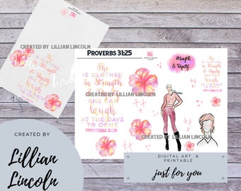 Digital Art and Printable Combo - Proverbs - Clothed - pastel colours (other colours available)-Print Your Own Card-Digital Sticker Combo