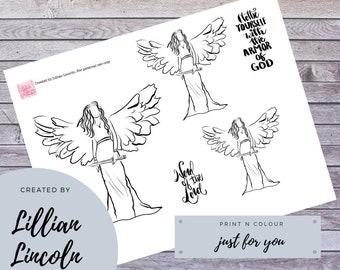 Word of the Lord Angel Clothed in the Armor of God Black and White Colour it Yourself Printable - Angel with Sword black and white printable