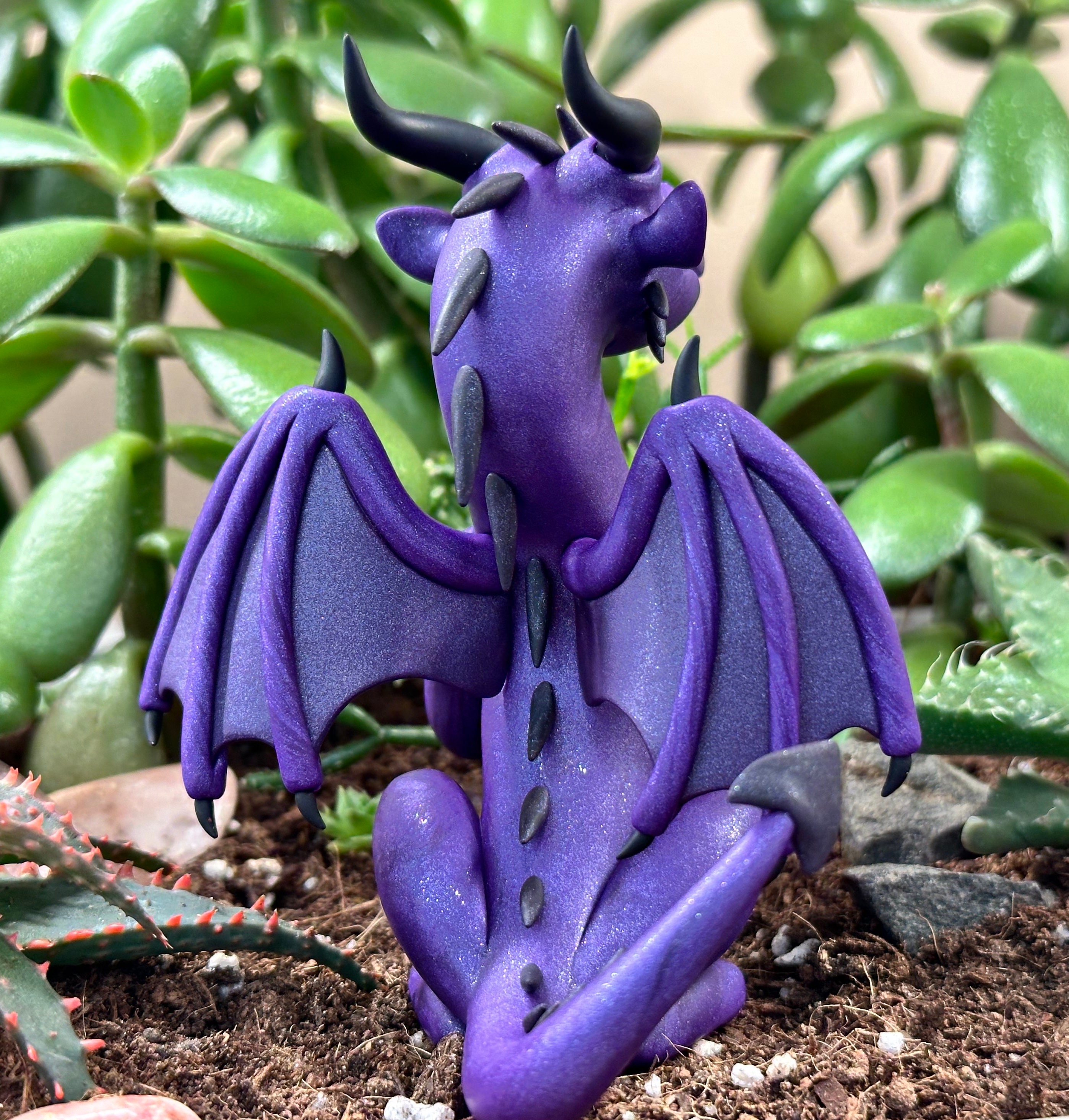 Purple Polymer Clay Handmade Dragon Sculpture - Etsy
