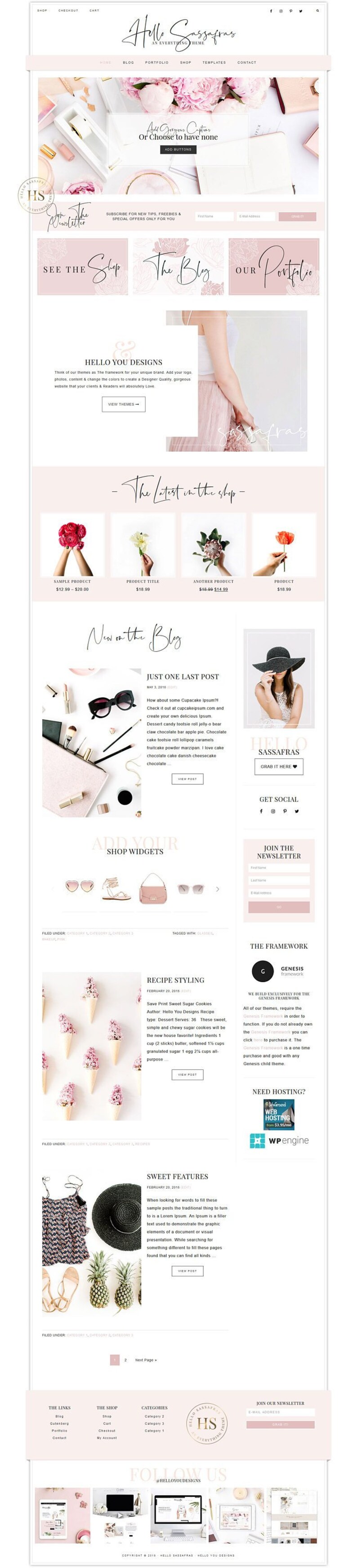 Wordpress Theme For Genesis Feminine Responsive Etsy