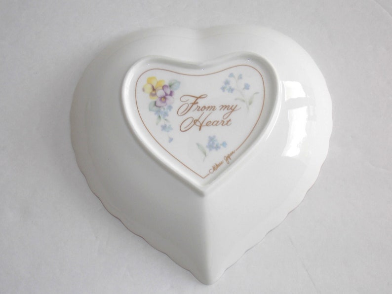 Heart Dish Vintage Mikasa From My Heart Pink Center Heart Roses and Flowers White Embossed Porcelain