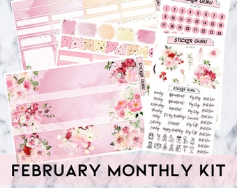 FOILED February Monthly Kit 2024 • 7x9 A5 Wide Planner • Rose Gold Foil