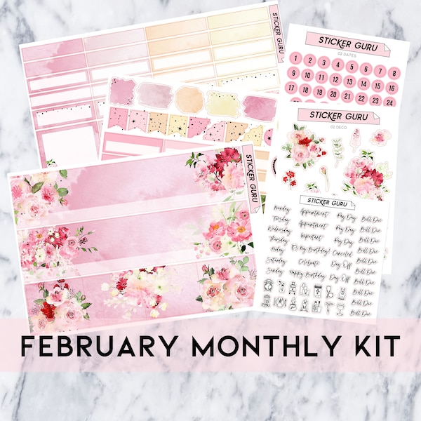 FOILED Februar Monthly Kit 2024 • 7x9 A5 Wide Planer • Rosegold Folie