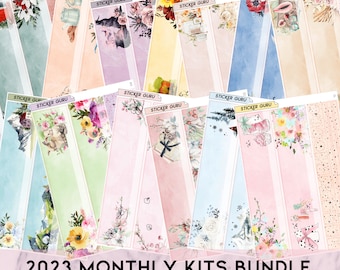 FOILED 2023 Monthly Kit Bundle (Undated)  • 7x9 A5 Wide Planner •  January-December + Birthday • 233 Dollar Value