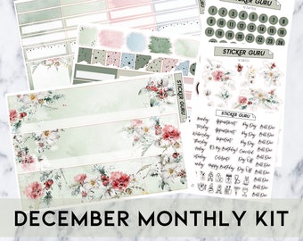 FOILED December Monthly Kit 2024 • 7x9 A5 Wide Planner • Silver Foil