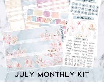 FOILED July Monthly Kit 2024 • 7x9 A5 Wide Planner • Silver Foil