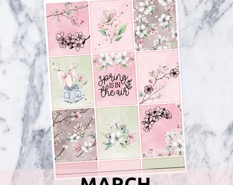 March • Rose Gold Foil Full Weekly Sticker Kit • for Standard Vertical Planner Stickers