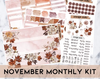 FOILED November Monthly Kit 2024 • 7x9 A5 Wide Planner • Rose Gold Foil