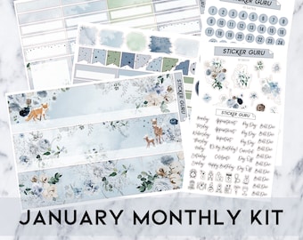 FOILED January Monthly Kit 2024 • 7x9 A5Wide Planner • Silver Foil