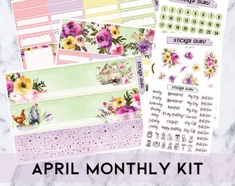 FOILED April Monthly Kit 2023 • 7x9 A5 Wide Planner • Gold Foil