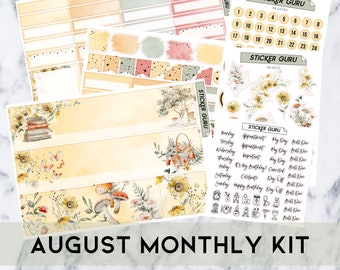 FOILED August Monthly Kit 2024 • 7x9 A5 Wide Planner • Gold Foil