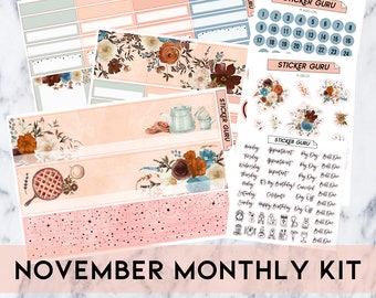 FOILED November Monthly Kit 2023 • 7x9 A5 Wide Planner • Rose Gold Foil