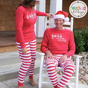 Mrs claus pajamas for adults hot sale