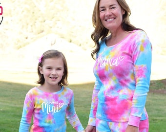 Mama and Mini Matching Pajamas Mommy and Me Tie Dye Pajamas Christmas Mom of Girls Coordinating Outfits Toddler and Mom PJs Mommy and Baby