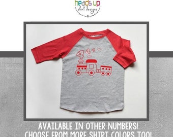 4th Birthday Shirt Train Raglan - Toddler Boy/Girl Train Four Birthday tshirt - Train 4 Birthday Tee Boy/Girl - Trendy Fouth Birthday - Gift