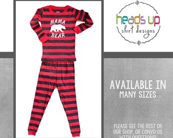 Mom Christmas Pajamas Mama Bear Matching Family PJs Adult Bear Pajamas Coordinating Kids Siblings Xmas Outfit Cute Holiday Family Matching