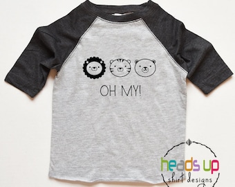 Leeuwen, tijgers en beren Oh mijn Shirt - peuter jongen/meisje Zoo dier Raglan - Baby Romper Leeuw - Safari - Jungle dieren - Wizard van Oz Trendy