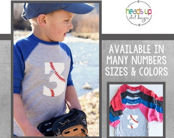 3 Baseball Raglan Shirt - Third Birthday Baseball tshirt Toddler Boy/Girl - Baseball Three Bday Tee - 3rd Birthday Baseball - Trendy -