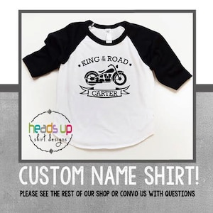 Motorcycle Personzlied Shirt Toddler Boy/Girl - Kind of the Road Motorcycle Custom Name tshirt - Motorcycle Birthday Tee - Custom Name Gift