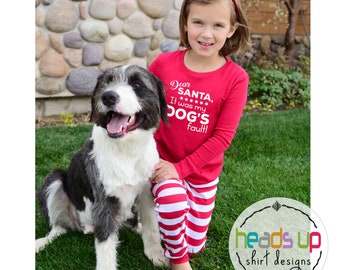 Dear Santa It Was My Dogs Fault Pajamas Toddler Christmas Pajamas Funny Baby PJs Xmas Unisex Kids Pajamas Christmas Humorous Family Adult