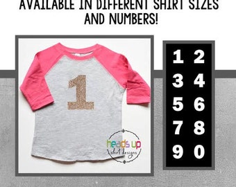 Birthday Girl Shirt Raglan Glittler -1,2,3,4,5,6 Birthday Raglan t-shirt - Bday Number Tee Toddler Girl - Trendy Birthday tshirt - Hipster