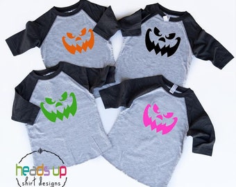 Camisa de cara de calabaza Niños pequeños Camiseta de niño Chica Jack o Lantern Tee Baby Bodysuit Scary Pumpkin Face camiseta Halloween Pumpkin Costume Tee