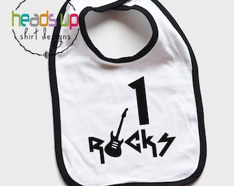 First Birthday Bib Boy/Girl - 1 Rocks Birthday Bib - 1st Birthday Cake Smash Bib - Baby Boy/Girl One Bday Bib - Trendy Birthday Bib - Gift