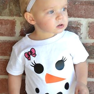 Toddler Girl Snowman Face Shirt - Christmas Snowman Baby tshirt - Snowman Baby Bodysuit Girl - Holiday Christmas - Longsleeve - Youth/Adult