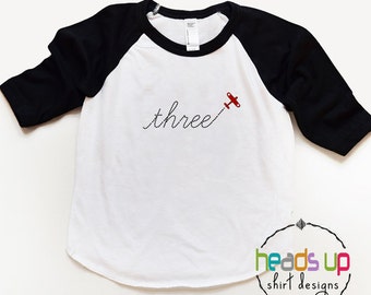 3 Birthday Shirt Airplane Raglan - Toddler Boy Three Airplane tshirt - 3rd Bday Boy Tee Plane - Third Birthday Trendy t shirt - Three Shirt