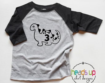 3 urodziny Koszulka dinozaura-chłopiec malucha/dziewczyna Dinosaur 3rd urodziny tee-Third bday Tshirt dinozaura-trendy 3 bday shirt-prezent
