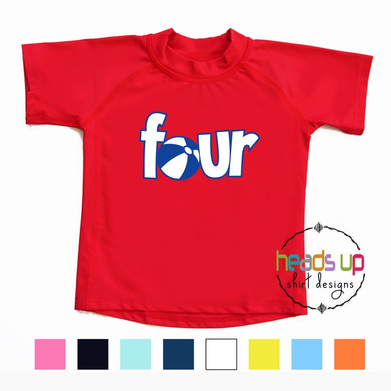 4 Birthday Beach Ball Swim Shirt Rashguard Four - Toddler 4th 4 Birthday Beach Ball Swim Shirt Rashguard Four - Toddler 4th