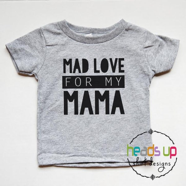 Baby Boy Bodysuit Mad Love for my Mama - Toddler Boy Trendy Graphic Tee - Mother's Day tshirt Kids - New Baby Gift - Baby Shower - Love Mom