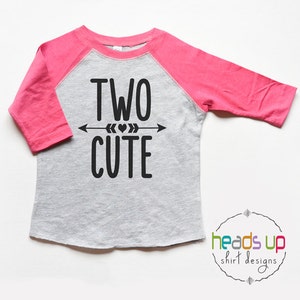 Two Cute Toddler Girl Raglan Shirt - Two Birthday Shirt Raglan Girl Two Cute - 2 Raglan tshirt Toddler Girl - Second Birthday Tee - Trendy
