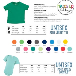 K&ouml;nnte beinhalten: Unisex-Gr&ouml;&szlig;entabelle f&uuml;r Feinstrick-T-Shirt und Bodysuit mit Farbmustern. Die Tabelle zeigt Gr&ouml;&szlig;en von Neugeborenen bis 24 Monate. Die Farbmuster umfassen Orange, Apfel, Schwarz, Anthrazit, Marine, Kobalt, Wei&szlig;, Gelb, Heidekraut, Pink, Kelly, Limette, Lila, Royal, Rot und Karibik.