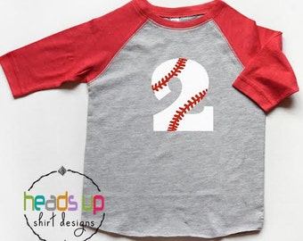 Second Birthday Baseball Shirt Toddler Boy/Girl Raglan - 2 Baseball Bday Raglan tshirt - Two Birthday Tee Boy/Girl - 2nd Bday Baseball Shirt